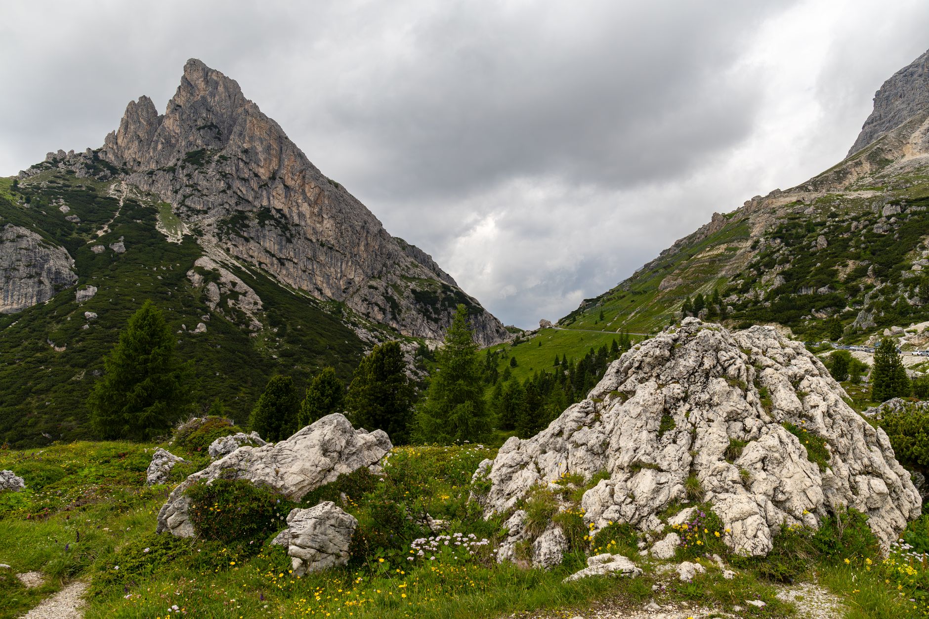 Dramatic limestone ridges of the Dolomites